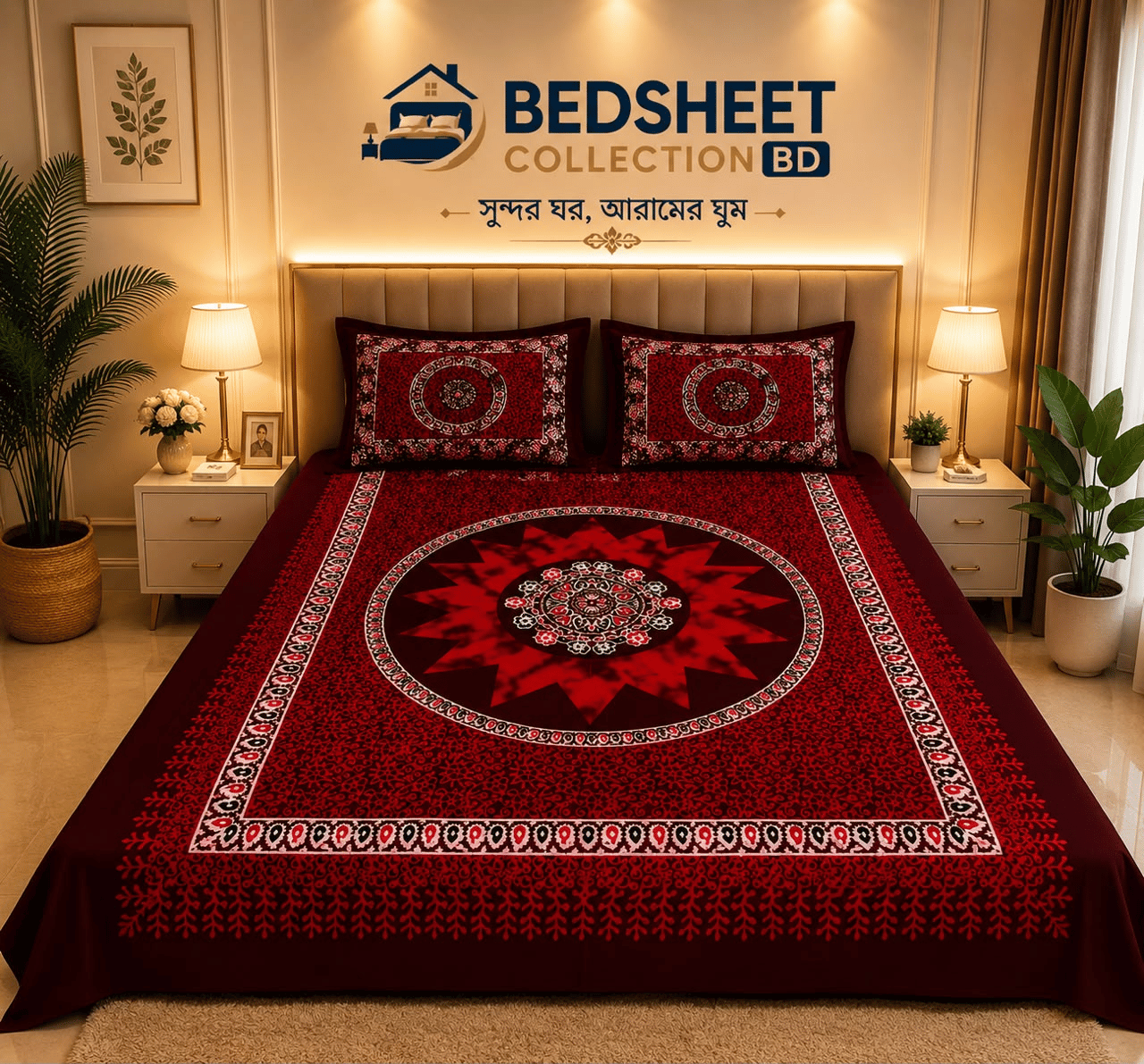100% কটন ডিজিটাল প্রিন্টেড বেডশিট